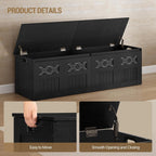 Hzuaneri 59" Rustic Storage Chest and Bench | 70 Gal | 330lb Seat | Soft-Close Hinges | Rustic Black | Shoe and Blanket Storage for Bedroom, Living Room, Entryway | SB51504X