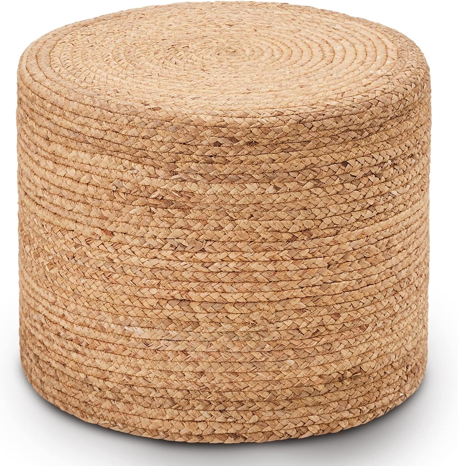 Wimarsbon 2Pcs Pouf Ottomans, Natural Seagrass Foot Stool, Hand Weaving Round Ottoman, Boho Decorative Seat, Jute Braided Pouffe Poof Accent Sitting Footrest (18inch Natural Water Hyacinth Braid)