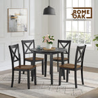 ROME + OAK X-Back Farmhouse Wooden Armless Dining Chairs in Black/Dark Brown, Set of 4 - Indoor Home Kitchen Seating Furniture