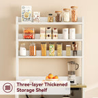 IDEALHOUSE Bakers Rack with Storage Cabinet, Microwave Stand with Power Outlets, Farmhouse Bakers Rack with Thick Table Top, Small Kitchen Bakers Rack for Kitchen,Dining Room,White & Peer Wood