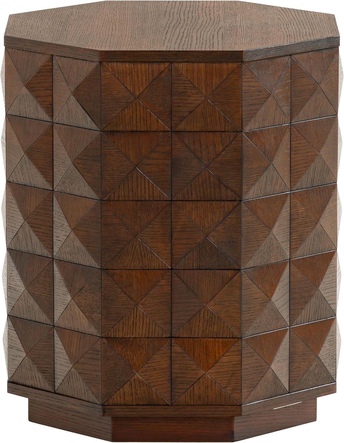 SAFAVIEH Couture Collection - Patty Walnut Accent Table, Octagonal Side Table, Carved Design, Fully Assembled (SFV7252B)