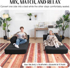 79" Corduroy Sofa Bed, Couch in a Box with 2 Pillows, High-Density Foam 4-in-1 Foldable Sleeper Futon Loveseat for Small Spaces, No Assembly, Side Pockets, Hex Arm Black