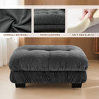 Upholstered Ottoman Footstool with Cushion for Sectional Sofa Couch 300lbs for Living Room,Chenille Fabric(Grey)