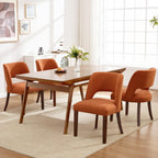 Dining Chairs Set of 4,Modern Dining Room Chairs with Thick Cushions,Upholstered Linen Fabric Kitchen Chairs for Kitchen Dining Room Orange
