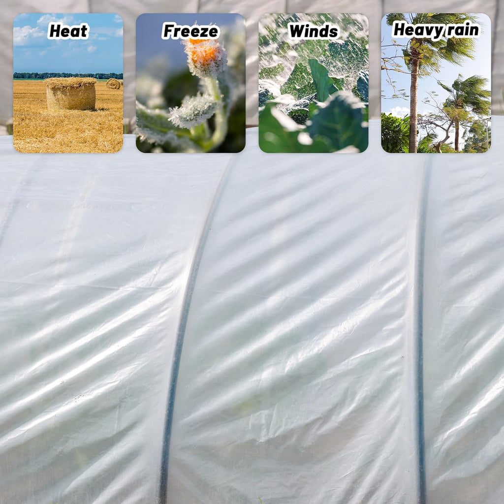 6 Mil Clear Greenhouse Plastic Sheeting,Transparent Plastic Film for Greenhouse, UV Resistant Polyethylene Film for Farm,Garden (8ftx25ft)