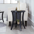 Convenience Concepts Charleston Round End Table 30" - Classic Living Room Side Table with Storage Shelf for Transitional Living Room, Family Room, Black