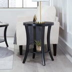 Convenience Concepts Charleston Round End Table 30" - Classic Living Room Side Table with Storage Shelf for Transitional Living Room, Family Room, Black