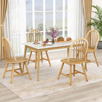 18" Oak Dining Chairs Set of 2, Wood Windsor Chair with Spindle Back for Country Farmhouse Kitchen Island
