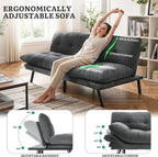 YITAHOME Convertible Futon Sofa Bed,70" Folding Futon Couch | Modern Memory Foam Loveseat Sleeper Recliner w/ Adjustable Backrest& Armrests,for Living Room Home Office Aprtment,Dark Gray