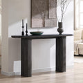 OKD 63" Modern Console Table with Arc Faux Marble Texture Top, Fluted Wood Base, Contemporary Entryway Sofa Table for Living Room, Hallway, Foyer, Dark Alder