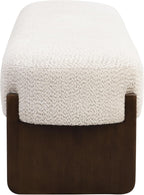 Christopher Knight Home Arden Minimalist Style Rectangular Loop Yarn Fabric Ottoman Bench, Rubberwood Frame, Entryway Bench, Living Room Sofa Extra Seat, End of Bed Footstool, Beige+Brown