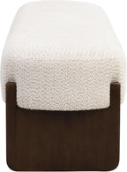 Virubi Elegant Upholstered Loop Yarn Ottoman, Beige End of Bed Entryway Benches, Corner Dining Bench Shoe Stool for Indoor Bedroom Living Dining Room (Beige)