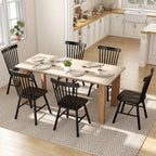 Kmax Dining Chairs Set of 4 Vintage Kitchen Chairs Windsor Chairs with Solid Wood Legs Farmhouse Country Style, Black