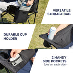Youtanic Oversized Folding Rocking Camping Chair, Padded Portable Rocking Chair with Pockets, Cup Holder and Carry Bag, Heavy Duty Outdoor Rocker Patio Chair for Garden, Lawn, Up to 400lbs, Navy Blue