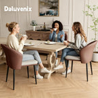 Modern Curved Back Dining Chairs Set of 4, Faux Leather Upholstered Accent Chair, Mid-Century Kitchen Side Chair with Soft Cushion for Dining Room, Living Room, Bedroom, Brown