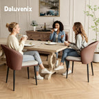 Modern Curved Back Dining Chairs Set of 6, Faux Leather Upholstered Accent Chair, Mid-Century Kitchen Side Chair with Soft Cushion for Dining Room, Living Room, Bedroom, Brown