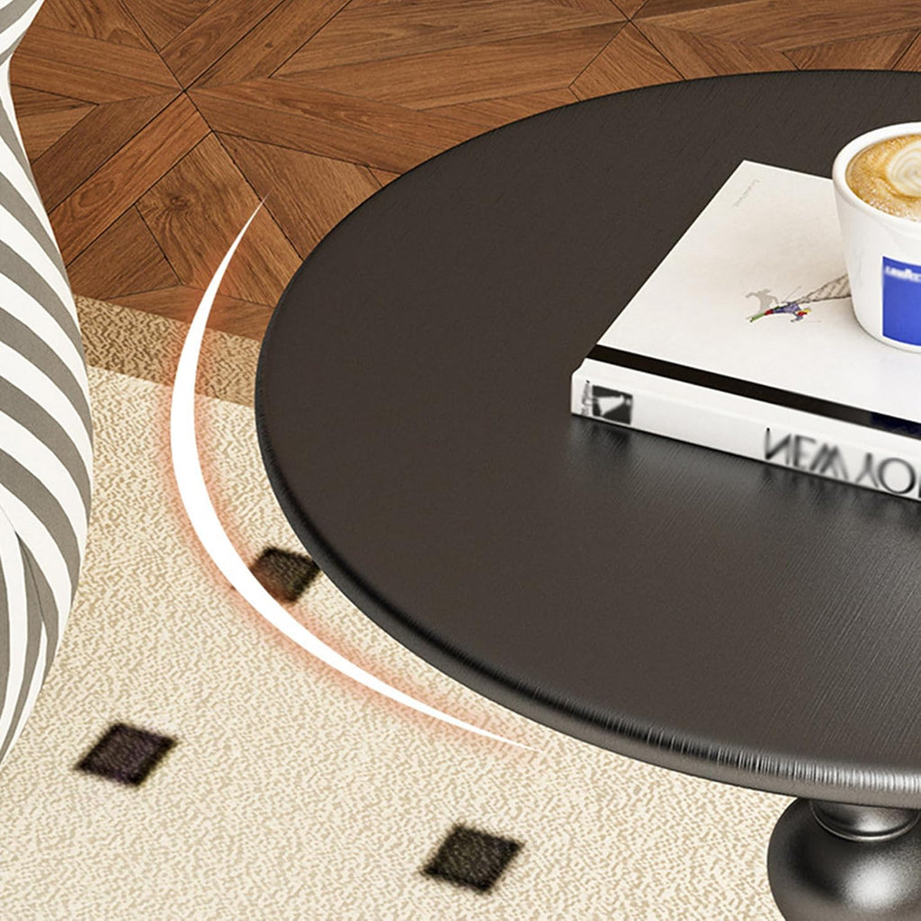Round Side Table,Carbon Steel End Table,Small Accent Table,for Small Space Living Room Patio,Black