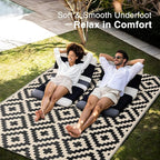 OLANLY Waterproof Outdoor Rug 5x8 ft, Outdoor Plastic Straw Rug for Camping, RV Mat Outside, Outdoor Carpet for Porch, Deck, Backyard, Balcony, Picnic, Black & Beige