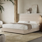 HOMBCK Queen Size Cloud Bed Frame, Beige Plush Boucle Upholstered Bed