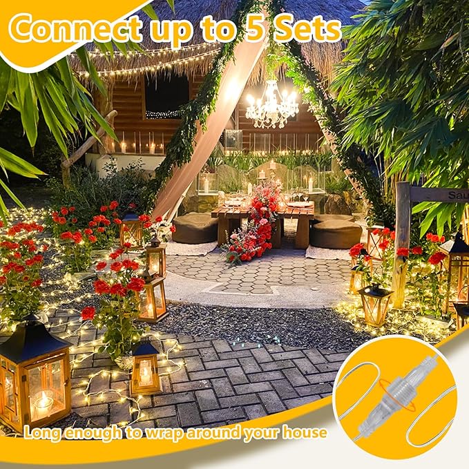 Connectable 240LED 88Ft 13Modes String Lights Indoor Outdoor Clear Wire | Warm White Christmas Lights | Twinkle Fairy Light Plug in with Timer for Bedroom Classroom Tree Decor