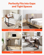 VEVOR C Table, Folding C Shaped End Table with Metal Frame & Adjustable Feet, Foldable C Shaped Side Table for Living Room Bedroom Office, 23.62 x 14.57 x 27.56 inch TV Tray, Brown and Black