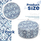 Cinnvoice 2 Pcs Inflatable Outdoor Ottoman Pouf Waterproof Round Footrest with Handle D21 x H9 Inch Indoor Outdoor Portable Footstool for Patio Garden Camping or Home Pool(Diamond Stripes)