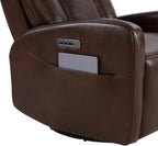 CHITA Genuine Leather Power Recliner Chair, Swivel Rocker, Cognac Brown | Electric Triple Motor Rocker Recliner for Living Room with Adjustable Headrest / Lumbar Support, USB & Type-C Charging Ports