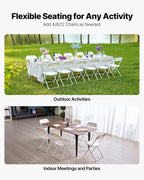 VEVOR 4 Pack Folding Chairs, Foldable Plastic Chair with Reinforced Metal Frame, Heavy Duty Portable Party Chairs, Stackable Indoor Outdoor Seat w/Non-Slip Feet for Event Dining Patio, 350lbs Capacity