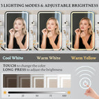 Xixini Vanity Desk with LED Lights Mirror & Power Outlet, Small Makeup Vanity Table Set with Storage Drawers, 3 Lighting Modes & Adjustable Brightness, Dressing Table for Women Girls Bedroom, White