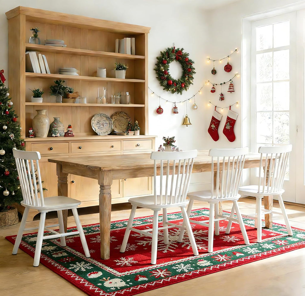 ClinQ Windsor Dining Chair Set of 4, Spindle Back Wooden Chairs for Kitchen and Dining Room, Farmhouse Country Wooden Dining Chairs for Dining Living Room, Farmhouse, Restaurant, White