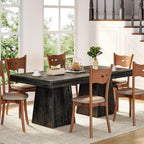 LITTLE TREE Dining Table for 4 People, 31.5-Inch Square Small Kitchen Table, Farmhouse Dinner Table with Sturdy Pedestal Base for Restaurant, Dining Room, Living Room, Grey