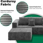 110" U Shaped Sectional Sofa with 2 Ottomans, Modular Corduroy Cloud Couch, Oversized Deep Seat Sofa for Living Room, Flexible Combination Design, No Assembly Required