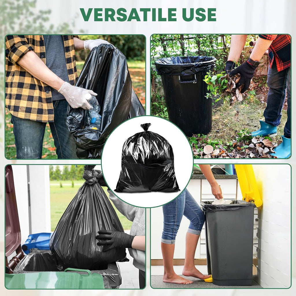 65 Gallon Contractor Heavy Duty Garbage Bags | 30 Bags w/Ties | X-Large 3 MIL Thickness | For Large Commercial Jobs | Construction Clean Up | Trash bags for Yard Clean up - TrashMaster (30)