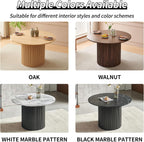47" Round Dining Table for 4, Modern Farmhouse Marble-Look Foiled Top with MDF Striped Base, Kitchen & Dining Room Tables - Black