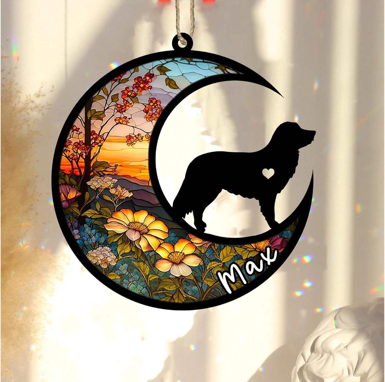 Personalized Dog Memorial, Custom Name Nova Scotia Retriever Dog Christmas Ornament with Name, Custom Breeds, Pet Loss Light Catcher, Gifts for Lovers Loss of Pet Sympathy on Mothers Day Christmas