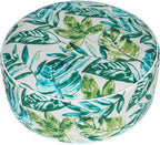 Inflatable Outdoor Ottoman,20"x9" Portable Patio Pouf,Water Resistant,Fade-Resistant,Round Blow Up Footrest Stools for Home Garden Camping Travel(Palm Leaf)