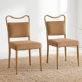 Velvet Dining Chairs Set of 2, Mid-Century Modern, Brown | Wood Grain Metal Frame, Soft Velvet Upholstery, Curved Backrest, 4.5-Inch Padded Seat, 350 LBS Weight Capacity