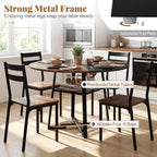 Giantex Round Dining Table for 4-6, 47.5" Circle Kitchen Table with Storage Shelf, Metal Pedestal, Space-Saving Farmhouse Dinner Table for Living Dining Room (Rustic Brown & Black)
