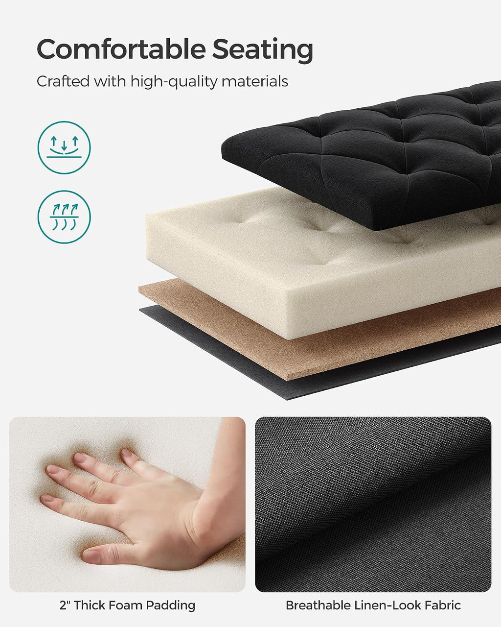 SONGMICS Storage Ottoman Bench, Foot Rest with Legs, Load up to 661.4 lb