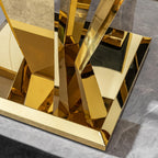 66.9" Dining Table for 4-6,Elegant Kitchen Table with Faux Marble Top Dining Room Furniture with Gold Base MDF Imitaion Marble Grain Top for Kitchen Dining Room/Meeting Room
