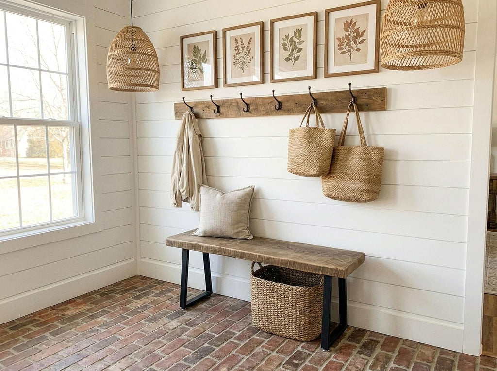 Rustic Revival Reclaimed Barnwood Bench, Solid Wood with Metal Base, Modern Farmhouse Style, 2-Inch Thick Top, for Entryway, Bedroom, Living Room (48x12)