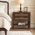 SICOTAS Night Stand Set 2,Rustic Nightstand Set of 2 with Drawer and Shelf | Large Bedside Table for Bedroom, Mid Century Modern Nightstand, 25.7" Tall Side End Table, Espresso Walnut, 2 Pieces