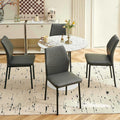 Modern Dining Chairs Set of 4, PU Leather Comfortable Upholstered Dining Room Kitchen Side Chair with Black Metal Legs for Living Room Restaurant, Waterproof, Space-Saving (Grey)