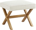 Amazon Basics Small Ottoman Foot Rest, Mid-Century Modern X Square Polyester Foot Stool, Linen, Ivory White, 18" D x 19.8" W x 18.3" H