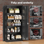 Greenvelly 72" H Metal Storage Cabinet, 36" W x 18" D Black Metal Cabinet with 2 Doors and 4 Adjustable Shelves,Locking Cabinets for Office, Home, Garage, School