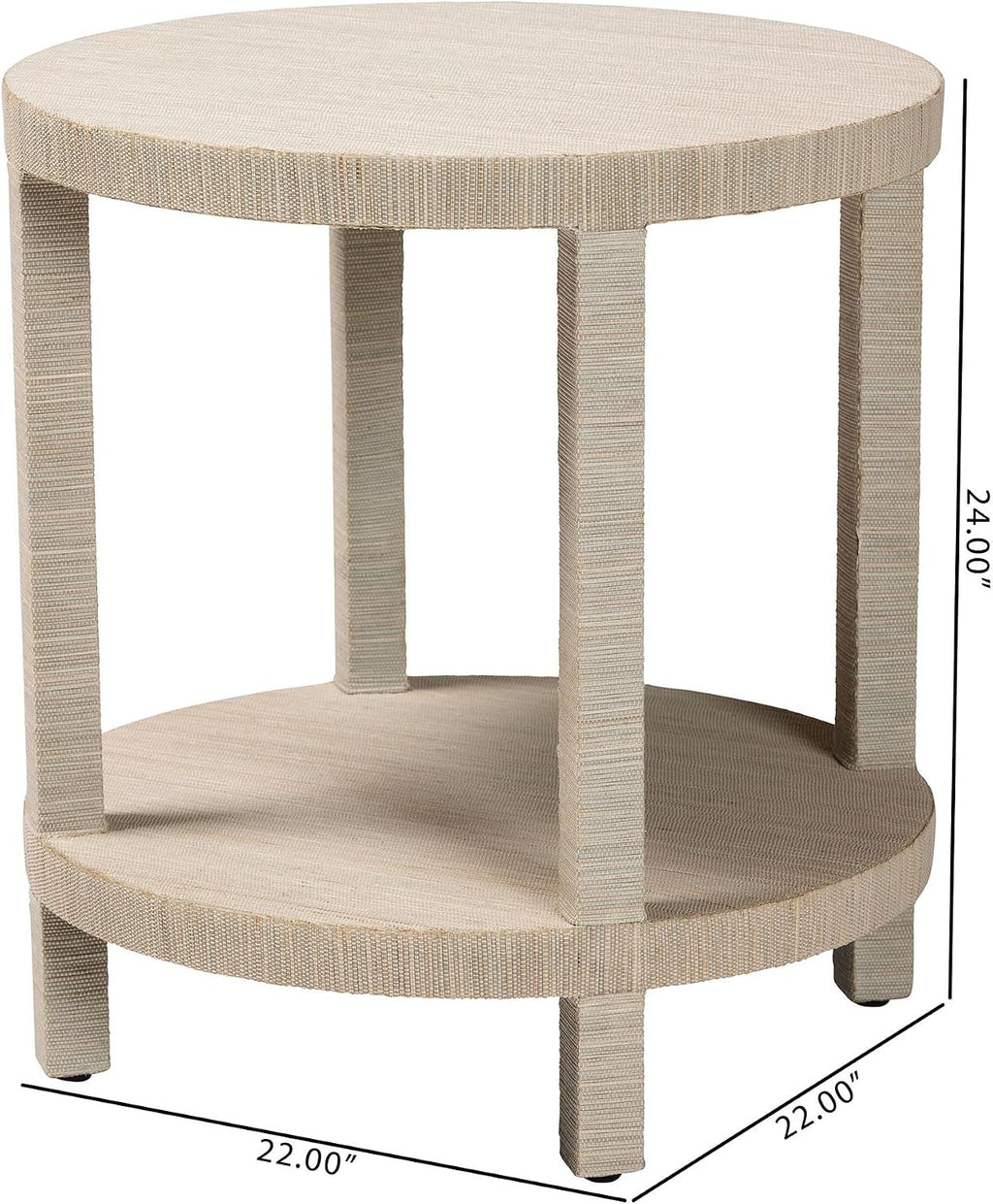 bali & pari Rocco Bohemian Woven Grasscloth End Table