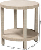 bali & pari Rocco Bohemian Woven Grasscloth End Table