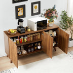 XUZENEST Fluted Sideboard Buffet Cabinet with Storage, Modern Storage Cabinet with 3 Doors, Wood Credenza Buffet Sideboards, Console Table for Kitchen Dining Living Room Entryway (Walnut)