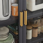 Kitchen Pantry Metal Kitchen Shelving Floor-to-Ceiling Multilevel Household Microwave Bowls Storage Cabinet on Wheels for Kitchen, Living Room, Dining Room, Grey