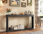 Rovibek Modern 70 Inch Entryway Table Narrow - Behind Sofa Table Narrow, 8 Inch Deep Console Table Behind Couch with Open Storage, Black Entryway Table for Hallway, Foyer, Living Room